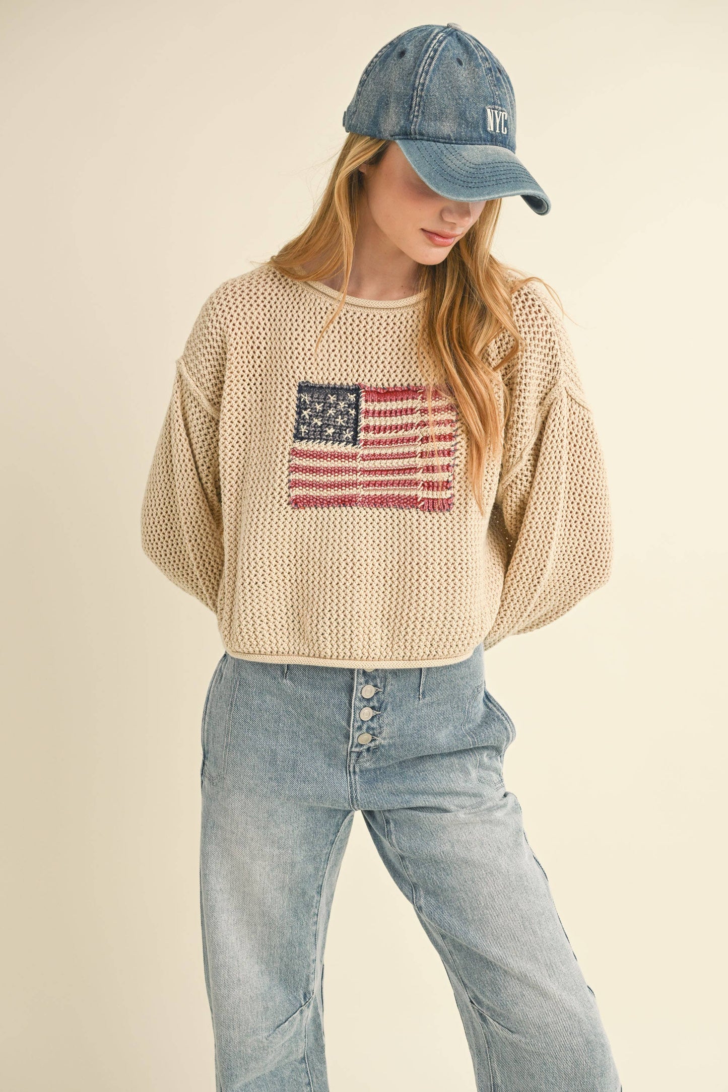 American flag knit sweater