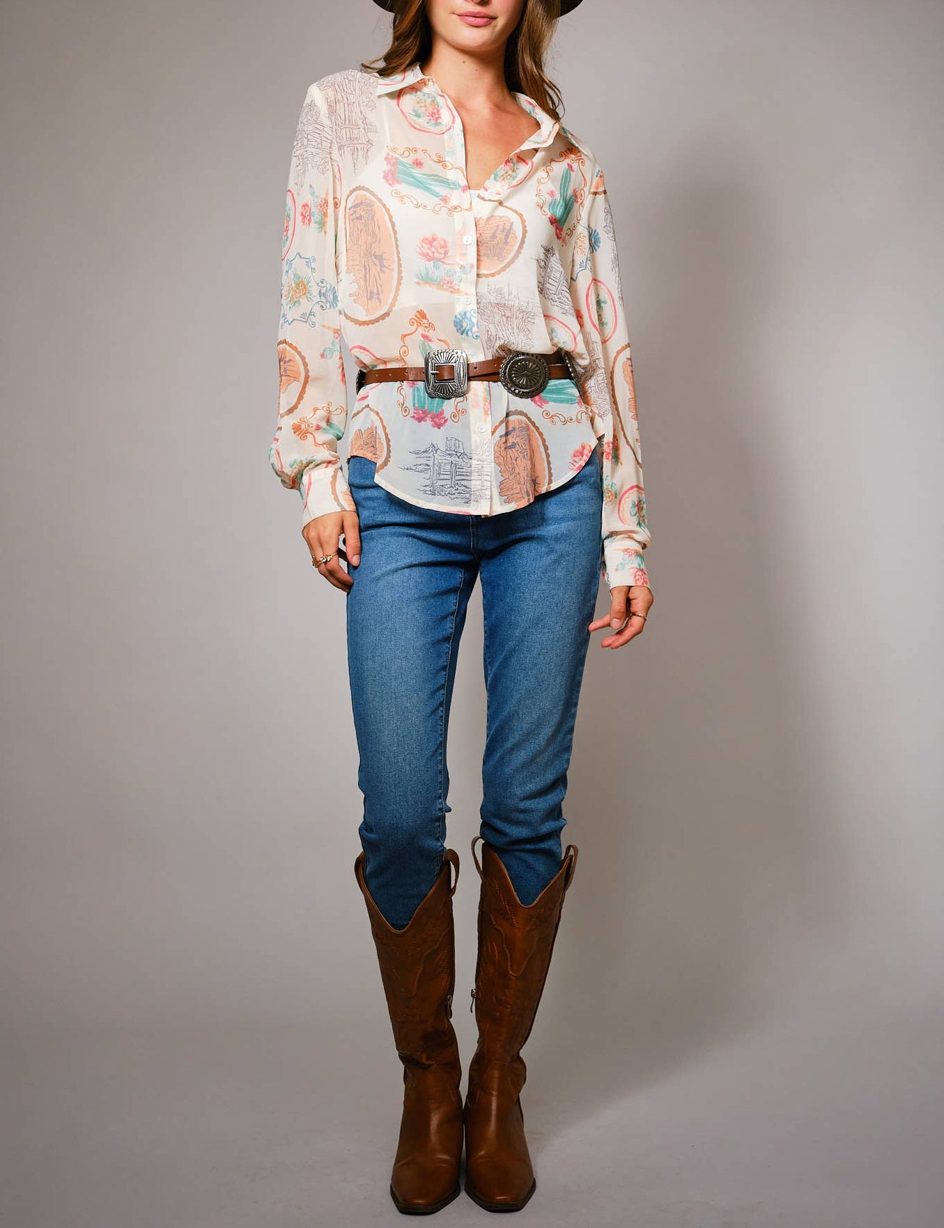 The Desert Bloom Button-Down Blouse