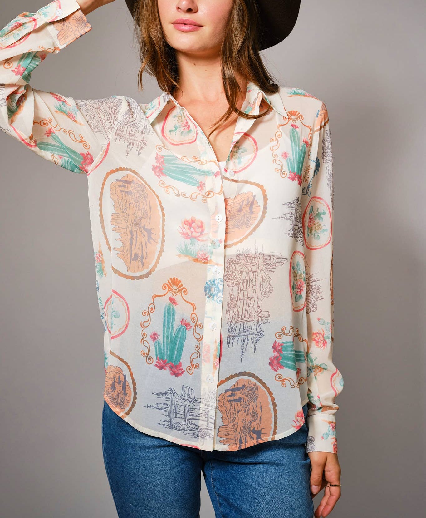 The Desert Bloom Button-Down Blouse