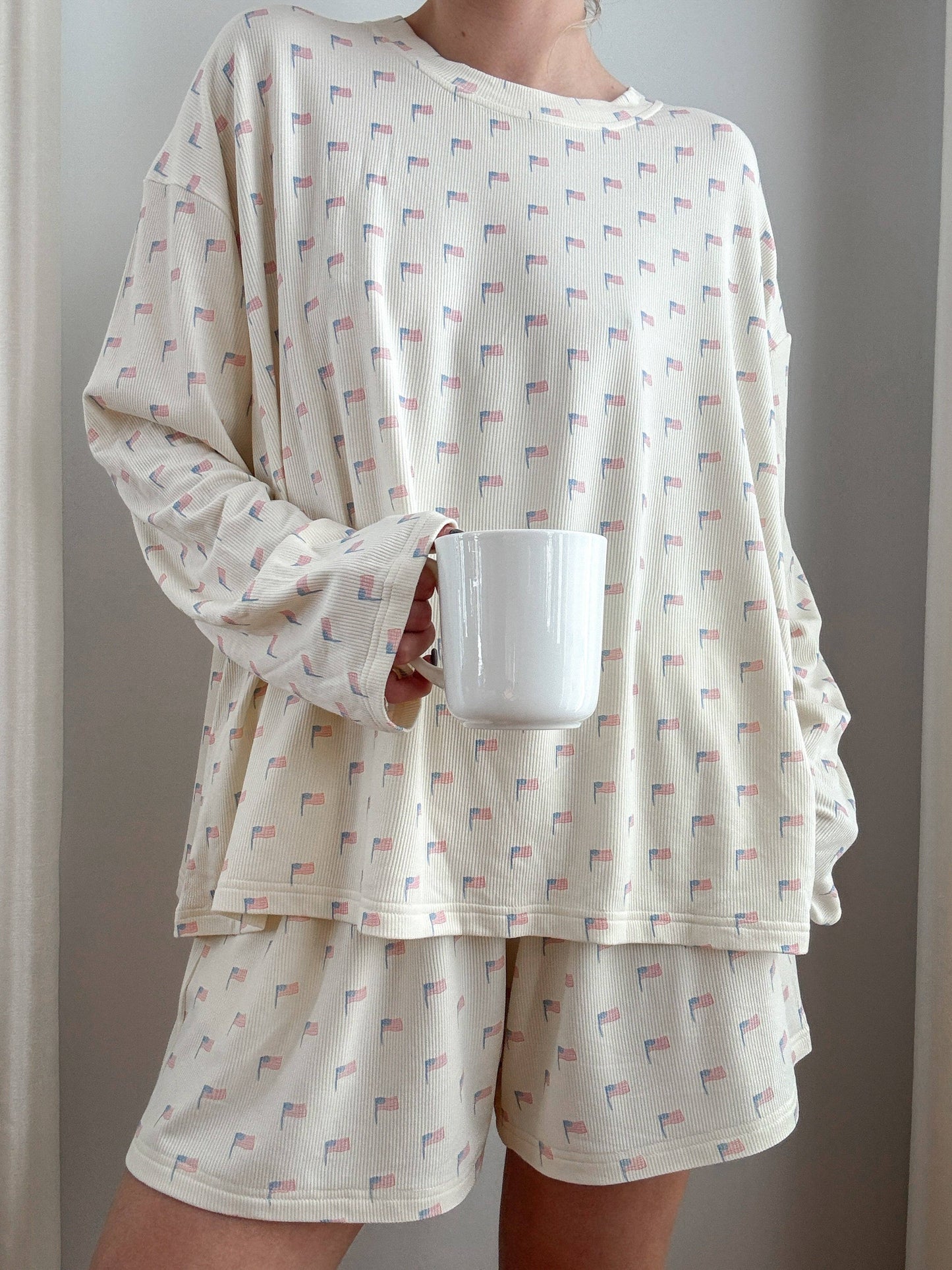 White American Flag Pajama Pattern Shorts