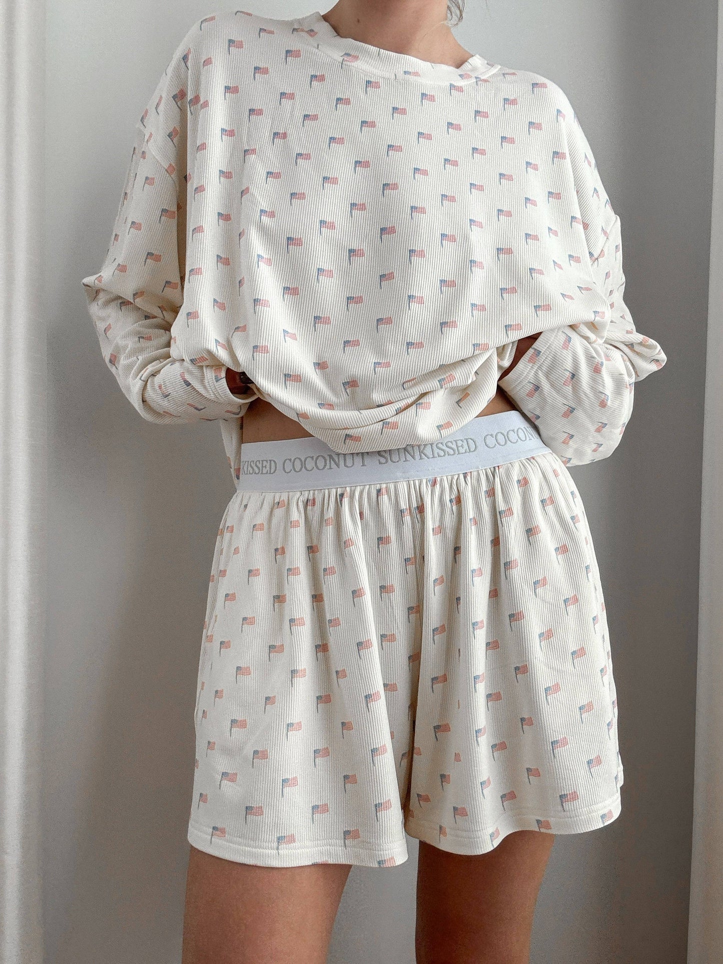 White American Flag Pajama Pattern Top